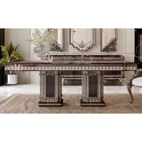 Casa Padrino Luxus Barock Esstisch Dunkelbraun / Grau 250 cm