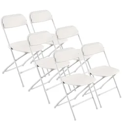 EVOR 6 Klappstühle Tragbare Kunststoffstühle Gartenstuhl Campingstuhl Weiß