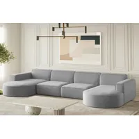 Fun Möbel Fun Moebel - Wohnlandschaft U-Form Sofa palma xl in Stoff Opera Velvet Grau