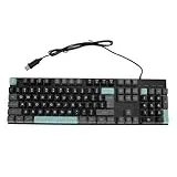 Elprico Gaming-Tastatur mit Großen Tasten, Beleuchtete Computertastatur mit Hintergrundbeleuchtung, USB-Kabeltastatur, Spritzwassergeschützte Computertastatur für Laptop (Sternennacht