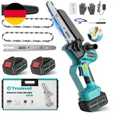 8-Zoll Bürstenlos Mini Kettensäge Mit 2 Akku,8000Mah/21V Kleine Akku Kettensäge