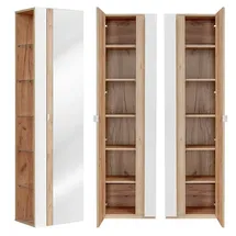 Lomadox Toskana-56 Hochschrank 45 x 170 x 33 cm Weiß Hochglanz Metall/MDF/Spanplatte