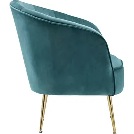 Kayoom Sessel "Poola 100, gemütlicher Cocktail-Sessel, edler Samtbezug", blau (teal), B:76cm H:78cm T:67cm, Bezug: 100% Polyester (Samt) / Korpus: Sperrholz/ Gestell: Eisen, Sessel, Sessel, samtweich, gesteppt, gemütlich, tiefe Sitzhöhe von 79cm