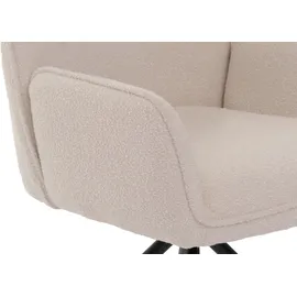 Mendler Esszimmerstuhl HWC-G67 Stoff Bouclé creme