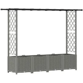 vidaXL Hochbeet mit Rankgitter und Dach 203 x 40 x 136 cm Hellgrau