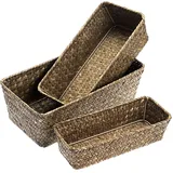 Sumnacon 3er-Set Seegras-Aufbewahrungskorb Gewebter Seegras Dekorativer Organisator Korb (Kaffee)