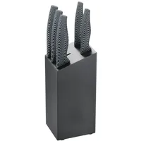 Michelino 6-teiliges Edelstahl Messer-Set mit Messerblock aus Holz Kochmesser