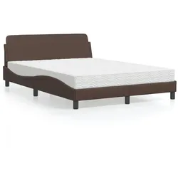 Bett mit Matratze Braun 140x190 cm Kunstleder – Stilvolle Eleganz und Komfort für dein Schlafzimmer