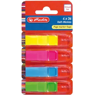 Herlitz Haft-Memos Pagemarker flags neonfarben sortiert 144 Blatt