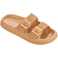 Beco Pantoletten Damen – Airkiss-Leisure Badeschuhe Damen, ultraleichte Badeschlappen für Damen mit innovativer Luftpolstersohle – in Beige, Größe 36
