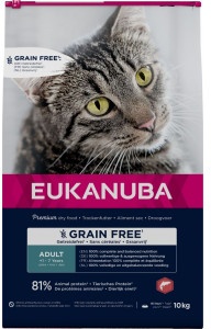 Eukanuba Adult met zalm graanvrij kattenvoer  10 kg