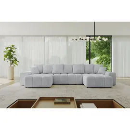 altdecor Ecksofa Cord 6-Sitzer Grau