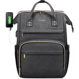 LOVEVOOK Rucksack Damen Schulrucksack, 15,6 Zoll Wasserdicht Laptoprucksack mit USB Ladeanschluss, Rucksäcke für Uni Schule Business Arbeit Reise, Dunkelgrau