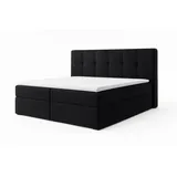 A&J MöbelLand Boxspringbett REF 120 x 200 mit 2 Bettkästen, Bonell-Matratze und Topper. Farbe: Schwarz - Schwarz