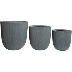 Decoris 3 Blumentöpfe 31-44cm Outdoor - Kunststoff Pflanzenkübel Blumenkübel außen Pflanzen Blumen Übertopf Pflanzentopf Pflanzgefäß für draußen Garten Grau