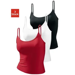 Spaghettitop VIVANCE ACTIVE, Damen, Gr. 32/34, rot (rot, schwarz, weiß), Single Jersey, Obermaterial: 95% Polyamid, 5% Elasthan (LYCRA), unifarben, Basic, körpernah taillenbedeckt, tiefer Rundhals, ohne Ärmel, Tops, aus weicher Microfaser