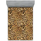ABAKUHAUS Spannbettlaken Polyester 160 x 200 cm Braun Leopard-Druck