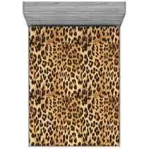 ABAKUHAUS Spannbettlaken Polyester 160 x 200 cm Braun Leopard-Druck