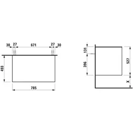 Laufen Waschtischunterschrank 2 Schubladen 49,3 x 78,5 x 52,7 cm Verkehrsgrau