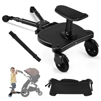 ENERHUB Buggy Board Mit Sitz, Trittbrett Für Kinderwagen Universal, Kiddy Board Mit Organizer Für 2-6 Jahre Alte Kinder, Maximalen Belastung Von 25Kg (55 Pfund)