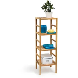 Relaxdays Badregal Holz, 3-5 Ablagen, Standregal aus Walnuss Massivholz skandinavischer Stil, braun