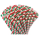 Papier Strohhalme lang Italia Design, 100 Stück, 23 cm lang, 7mm Ø. Strohhalm Italien italienische Flagge, tricolore, biologisch abbaubar, Umweltfreundlich Einweg Trinkhalm (Lang)