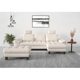 sit&more Ecksofa SIT & MORE "Westham L-Form", beige (creme), B:275cm H:88cm T:172cm, 100% Polyester, Sofas, Ecksofa, Recamiere, mit oder ohne Bettfunktion, Bettkasten, Füße wengefarben