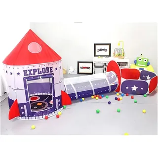 3 in 1 Kinder Spielzelt Kriechen Tunnel und Ballgrube Kinder Spielhaus Zelt mit Basketballkorb, für den Innen- und Außenbereich mit Tragetasche (Navy blau)