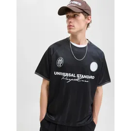 JACK & JONES Herren, Rundhals, T-Shirt JCOCOVER RETRO FOOTBALL relaxed fit, 12283345 schwarz, XL