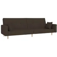 vidaXL Schlafsofa 2-Sitzer mit 2 Kissen Dunkelbraun Stoff - Braun