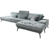 Ecksofa DIE PLANBAR "MP-IN20126 L-Form" Sofas Gr. B/H/T: 328cm x 82cm x 190cm, Material Bezug, Ottomane rechts, Kopfteilverstellung-Sitztiefenverstellung, blau (ocean) mit Kopfteilverstellung, optional Sitztiefen- & Armteilverstellung