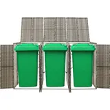 vidaXL Mülltonnenbox für 3 Tonnen Grau 207x80x117 cm Poly Rattan