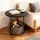 Relaxdays Beistelltisch, runder Couchtisch, mit Stoffkorb, HD 50x45cm, Kaffeetisch Wohnzimmer, MDF, Metall, schwarz-grau