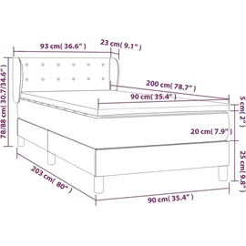 vidaXL Boxspringbett 90 x 200 cm Creme