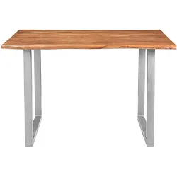 SAM® Esstisch Baumkante massiv Akazie natur 100 x 70 cm U-Gestell silber INSA
