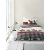 BIERBAUM Bettwäsche 4168, Feinbiber, 100% Baumwolle, Designed in Germany, grau 10, 135x200 % 80x80 cm