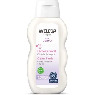 WELEDA Baby Derma Weiße Malve Pflegelotion, Naturkosmetik Feuchtigkeitspflege Bodylotion zur Beruhigung hochsensibler, neurodermitischer und trockener Haut, Lotion zur intensiven Pflege (1 x 200 ml)