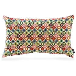 Dekokissen H.O.C.K. "Damla", bunt (bunt, gemustert), B:50cm L:30cm, Baumwolle, Polyester, Dekokissen_Sitzkissen_Kissenhüllen, mit kleinen Kreuzen, Kissenhülle mit Füllung, 1 Stück