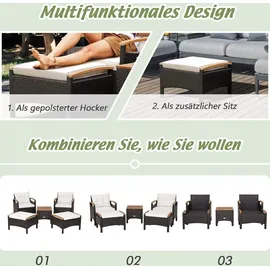 komfotteu Gartenmöbel-Set 5-tlg. Braun/Weiß