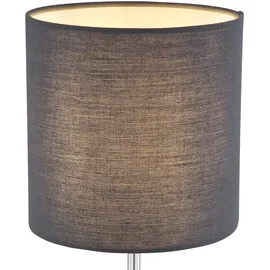 ETC Shop Tischleuchte Tischlampe Wohnzimmer Leselampe Textilschirm Nachttischlampe, anthrazit Ambiente-Licht, 1x E14, DxH 15x35 cm