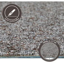 Andiamo Teppichboden ANDIAMO "Gambia, Feinschlinge, Gesamthöhe 7,2 mm, Luxusklasse LC1", braun (braun, grau), B:500cm L:400cm, Kunstfaser, Teppiche, meliert, Breite 400 cm oder 500 cm, strapazierfähig, pflegeleicht