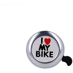 Forever Fahrradklingel Fahrradklingel " I Love My Bike " Lenkrad Fahrradglocke Mountainbike Glocke Klingel Bike Scooter silberfarben