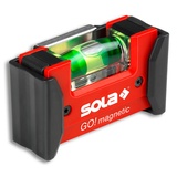 Sola GO! magnetic CLIP - Mini-Wasserwaage magnetisch aus glasfaserverstärktem Kunststoff - Magnet-Wasserwaage klein mit V-Nut für Rohre - kleine Pocket-Wasserwaage magnetisch - mit Gürtelklemme