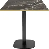 Tisch 70 x 70 cm – Rundes Modell Royal aus Marmor mit Messingkanten - Schwarz