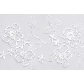 StarTex Scheibengardine Bistrogardine bestickt Blume HxB 44x153cm Voile weiß 2656 - Weiß
