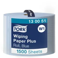 TORK 130051 Starke Mehrzweck-Papierwischtücher Blau W1, 2-lagig, 510m/23,5cm × 1.500 Blatt, 130...