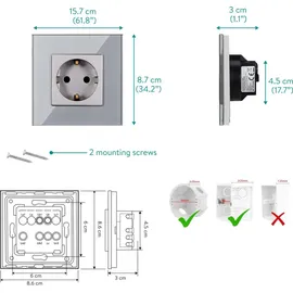 Navaris Schuko-Steckdose Grau 1 St.