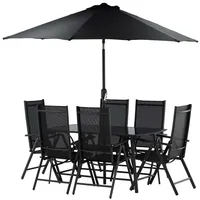 VCM ebuy24 Brekki Gartenset Tisch 90x150cm Schwarz 6 Stühle