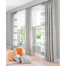 Raffrollo MY HOME "Camposa" Gr. 6, grau, B:140cm H:140cm, Voile, Obermaterial: 100% Polyester, Raffrollos, Transparent, Voile, Polyester