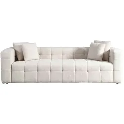 Home Deluxe GmbH HOME DELUXE - Teddy Sofa COMO - Farbe: Beige, ca. 236 x 68 x 92 cm, Oberflächenoptik: Bouclé, inkl. Kissen I Samtsofa, Sofa, Wohnlandschaft